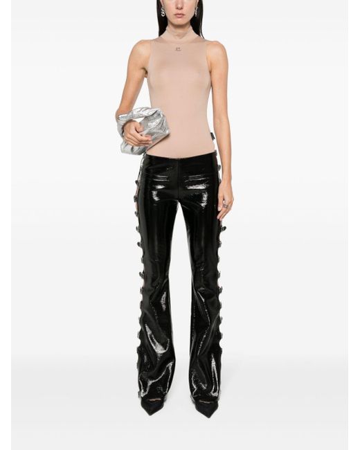 Courreges Black Patent-Finish Flared Trousers