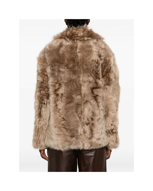 Yves Salomon Brown Shearling Double-Breasted Jacket