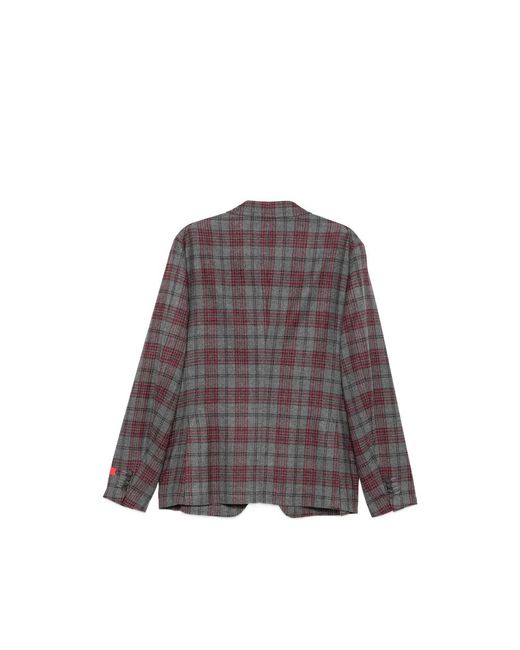 Isaia Gray Check-Pattern Notch-Lapel Blazer for men