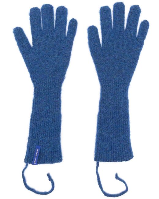 Paloma Wool Blue Brushed-Effect Ribbed-Knit Gloves