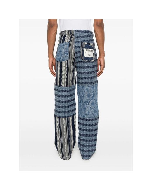 Honor The Gift Blue Tapestry Patchwork Trousers for men