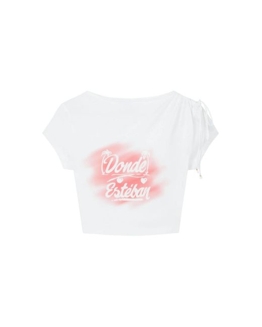 Donde Esteban Pink Bazurto Spray Crop Top