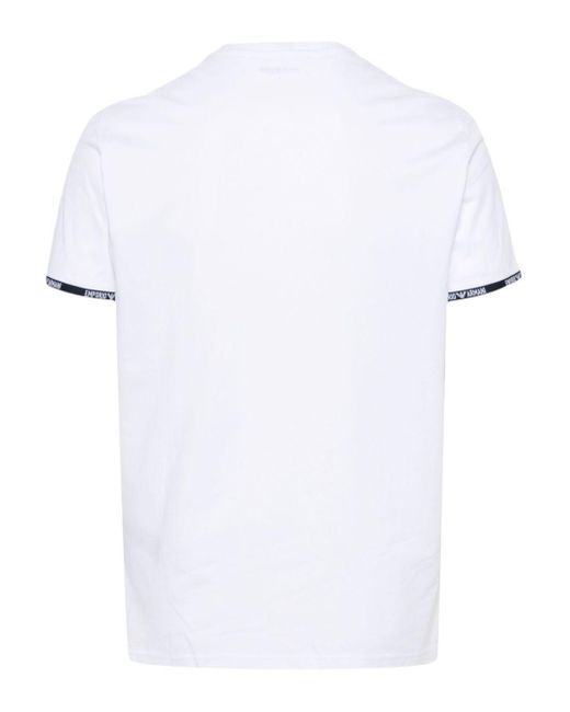 Emporio Armani White Appliqué-Logo Cotton T-Shirt for men