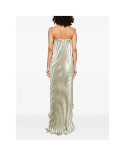 L'idée Gray Deesse Pleated Halterneck Gown