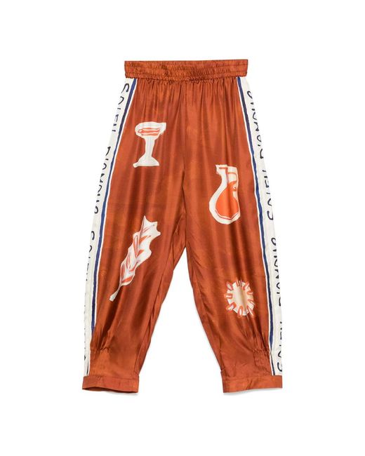 ALÉMAIS Orange Soleil D'Amour Print Trousers