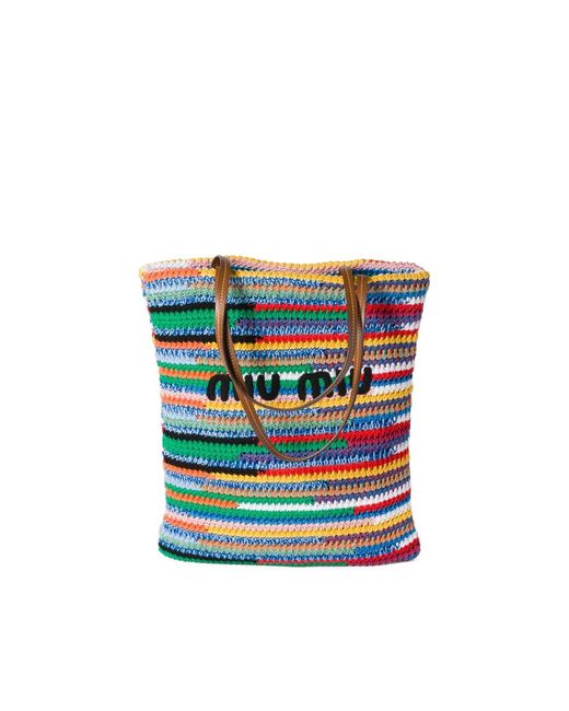 Miu Miu Blue Crochet Tote Bag
