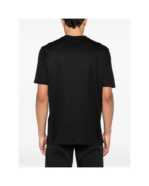 Emporio Armani Black Crew Neck T-Shirt With Logo Embroidery for men