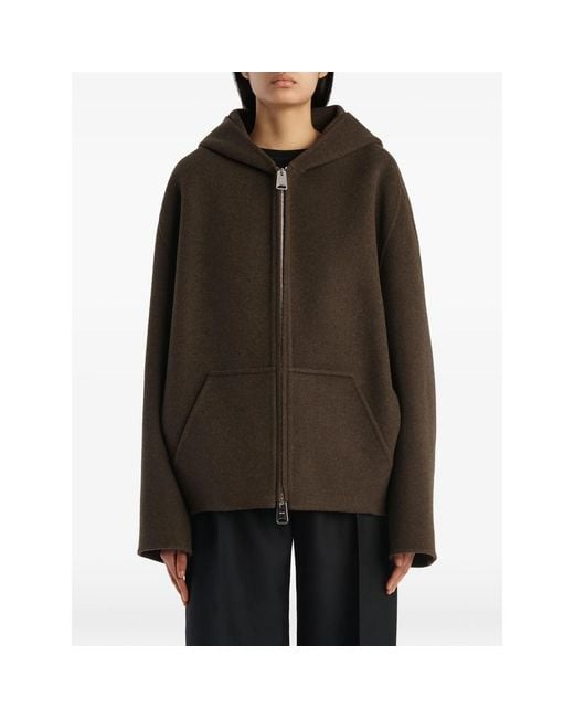 Khaite Green Hooded Wool Jacket