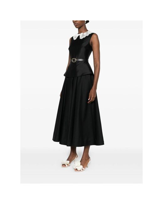 Self-Portrait Black Dress With Lace-Embroidered Collar