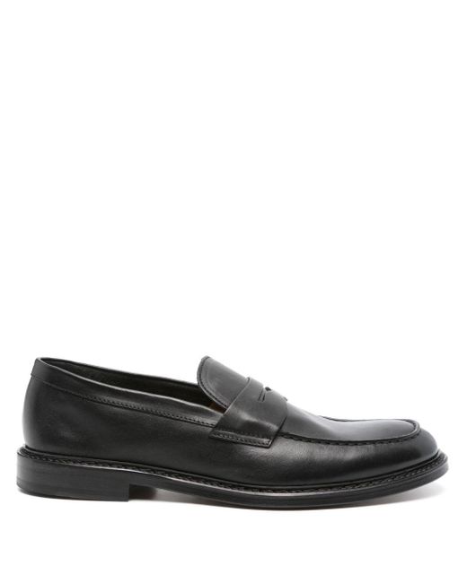 Doucal's Black Penny Slot Leather Loafers for men