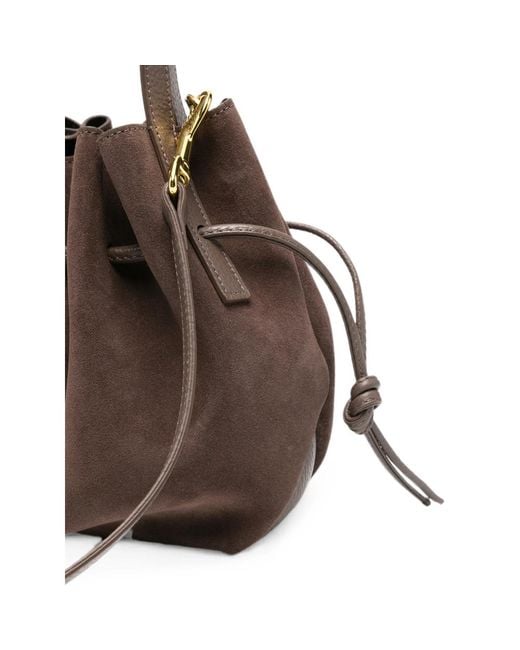 Yuzefi Brown Mini Scallop Suede Tote Bag