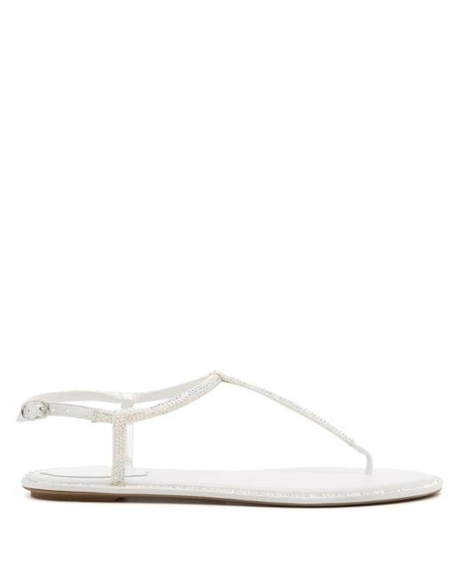 Rene Caovilla White Diana Leather Open-Toe Sandals