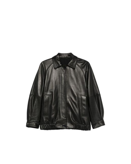 SANTORO Black Button-Up Leather Jacket