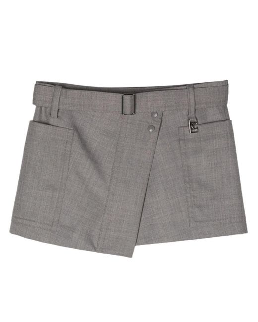 Low Classic Gray Asymmetric Belted Shorts