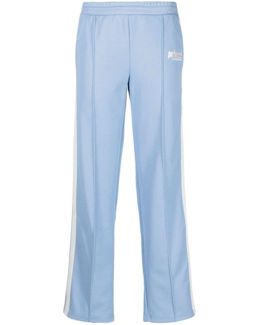 Sporty & Rich Blue Logo-embroidered Straight-leg Track Pants