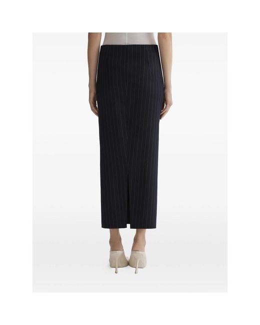 Mugler Black Pinstriped Split Skirt