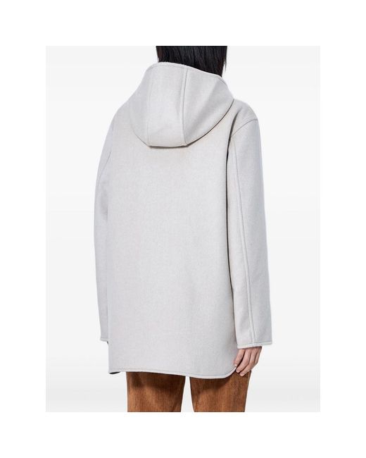 Moncler Gray Hooded Zip-Front Coat