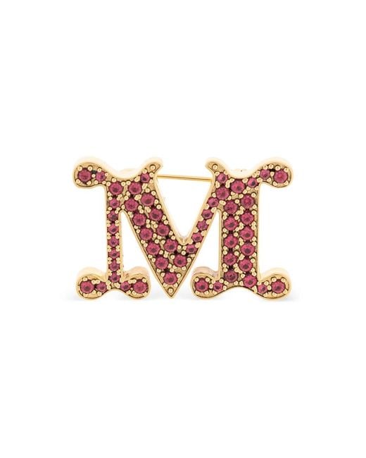 Max Mara Pink Letter Embellished Brooch