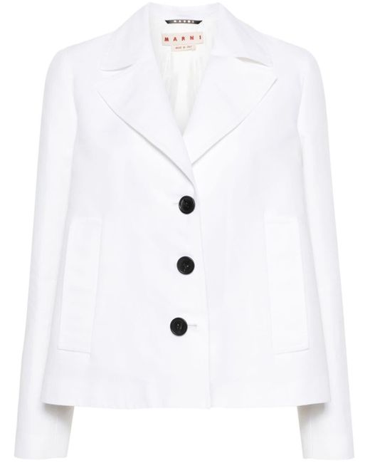 Marni White Single-breasted Cotton Blazer