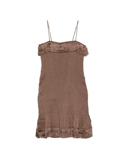 By Malene Birger Brown Valia Fringed Mini Dress