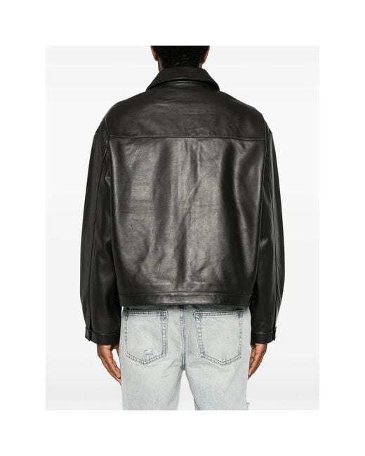 Cole Buxton Black Leather Zip-Up Jacket for men