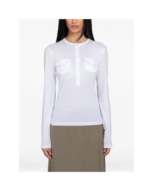 Paloma Wool White Nestor Flap-Pocket Long-Sleeved T-Shirt