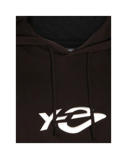 Y-3 Black French Terry Liquid Logo-Print Drawstring Hoodie for men