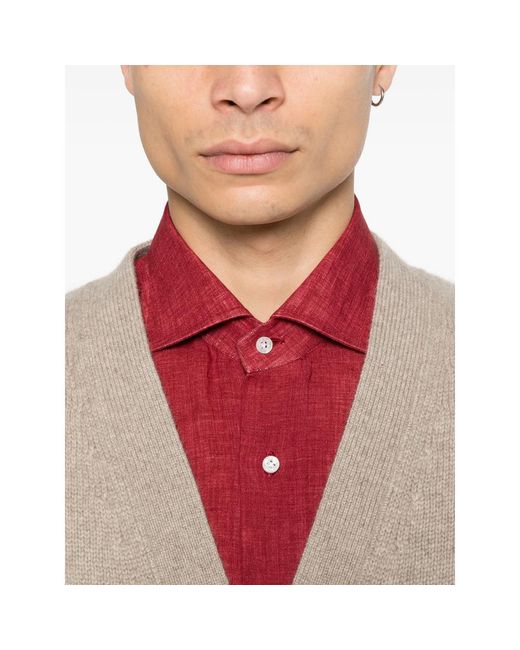 Isaia Red Buttoned Shirt for men