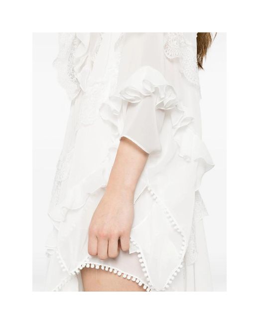 LES FILLES D'EVA White Ruffled Asymmetric Dress