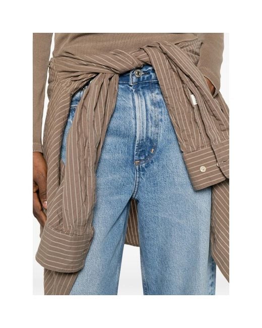 Citizens of Humanity Blue Miro Faded-Effect Wide-Leg Jeans