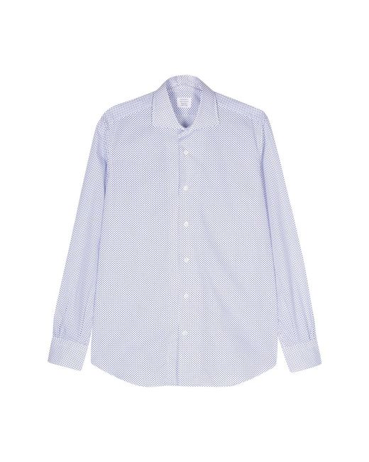 Mazzarelli Blue Polka-Dot Print Shirt for men