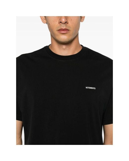 Vetements Black Logo-Print Short-Sleeve T-Shirt for men