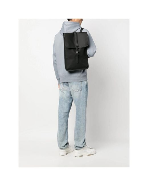 Rains Black Mini W3 Carabiner-Fastening Backpack