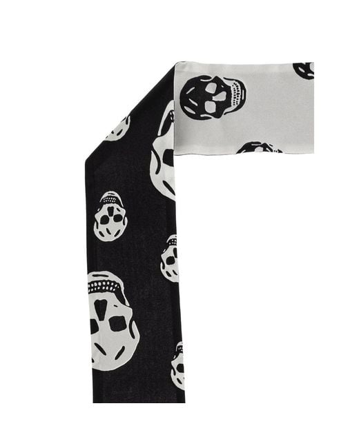 McQueen Black Skull-Print Scarf for men