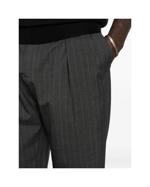 BRIGLIA Gray Portobllos Pinstripe Pleated Trousers for men
