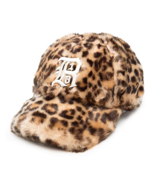 R13 Natural Embroidered-logo Leopard Baseball Cap for men