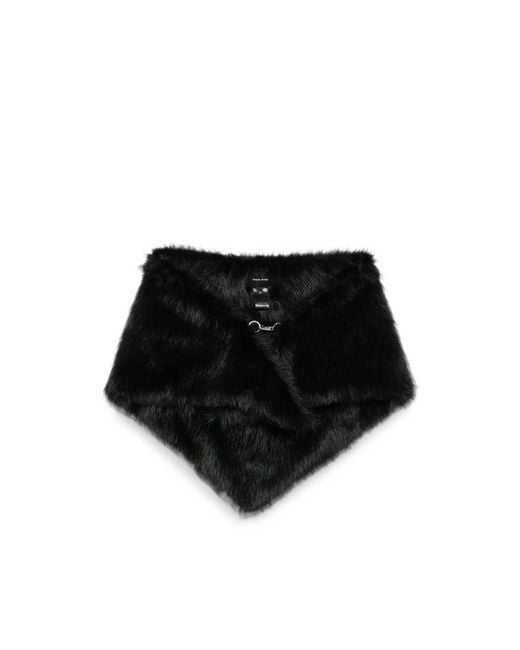 Simone Rocha Black Faux-Fur Lobster-Clasp Scarf