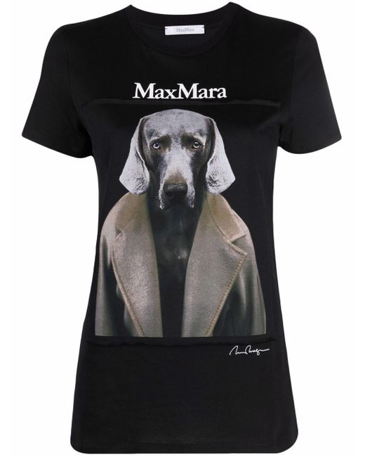 Max Mara Cotton Dog Logo-print T-shirt in Black | Lyst