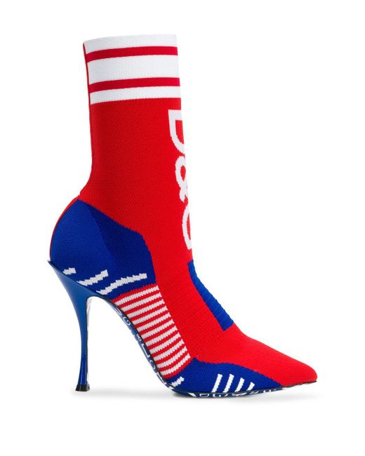 Dolce & Gabbana Red Logo Sock Boot