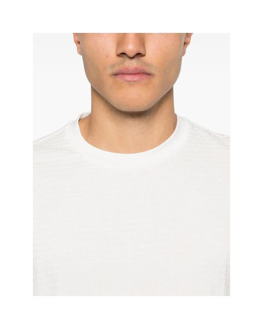 Emporio Armani White T-Shirt With Jacquard Logo Pattern for men