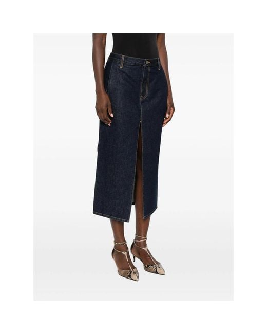 Khaite Blue Anden Front-Slit Denim Skirt