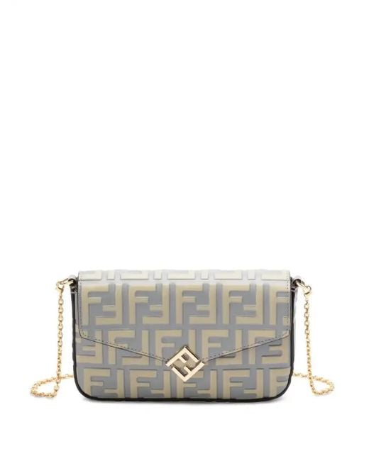 Fendi Gray Ff Diamonds Cross Body Bag