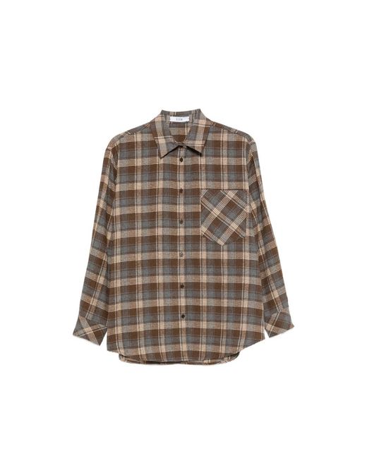 ELEH Brown Checked Chest-Pocket Shirt
