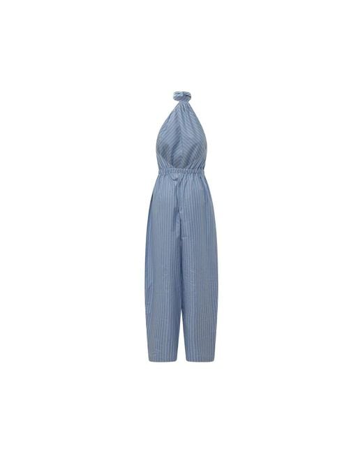 ANDAMANE Blue Amber Striped Jumpsuit