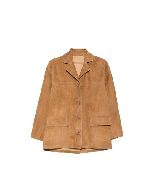 SANTORO Brown Button-Up Patch-Pocket Jacket
