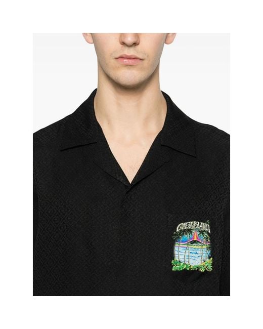 Casablanca Black Volcano Short-Sleeve Graphic Shirt for men