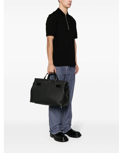 Ferragamo Black Leather Tote Bag for men