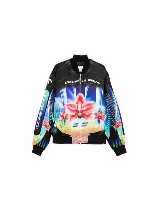 Casablanca Blue Floral-Print Bomber Jacket for men