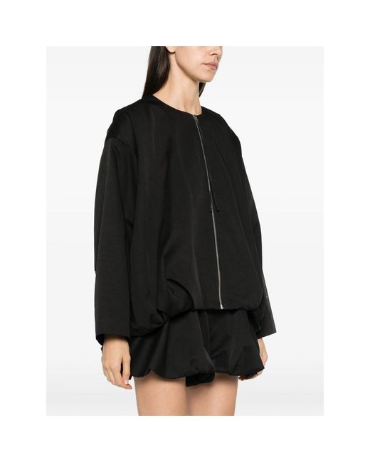 ELEH Black Collarless Zip-Up Jacket