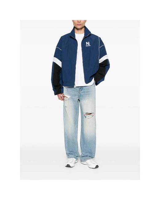 NAHMIAS Blue Logo-Detail Panel Jacket for men
